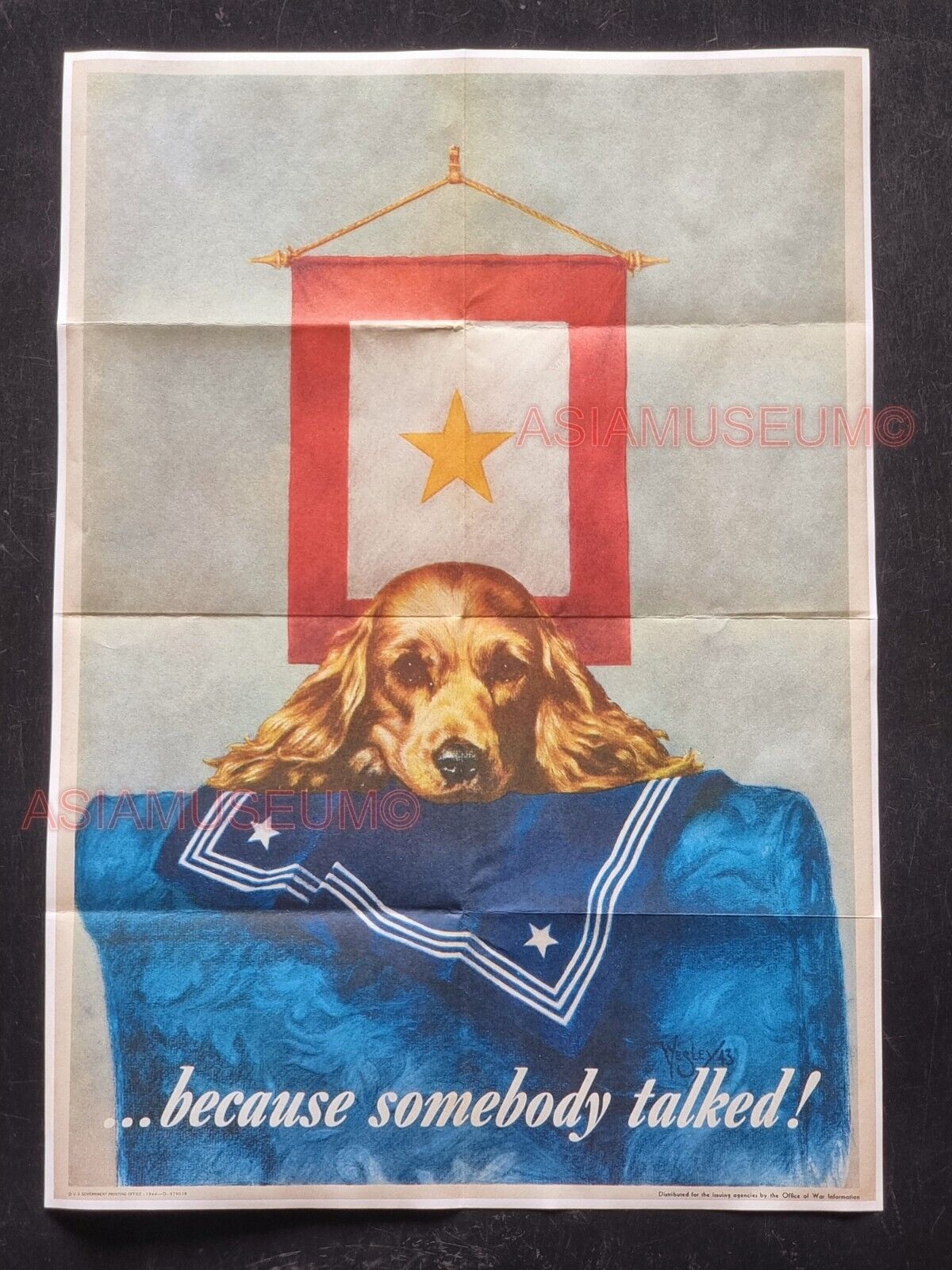 1939 WW2 USA AMERICA LOOSE TALK COSTS LIFE SERVICE DOG WAR SPY PROPAGANDA POSTER