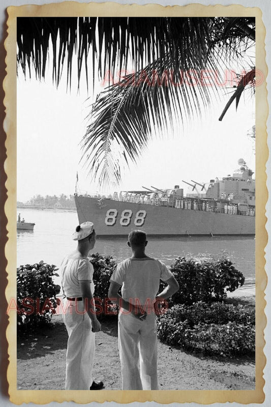 50s Vietnam SAIGON PORT USA SAILOR NAVY MARINE WARSHIP ARMY Vintage Photo #1064