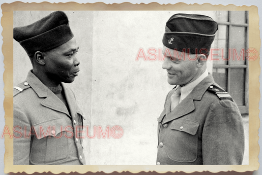 40s WW2 Vietnam FRENCH FRANCE AFRICAN MILITARY OFFICER SMILE Vintage Photo 29606