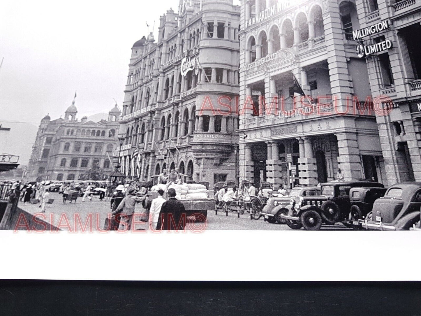 40's Large HONG KONG STAR FERRY TERMINAL WATERFRONT ROAD Old Vintage Photo 香港老照片