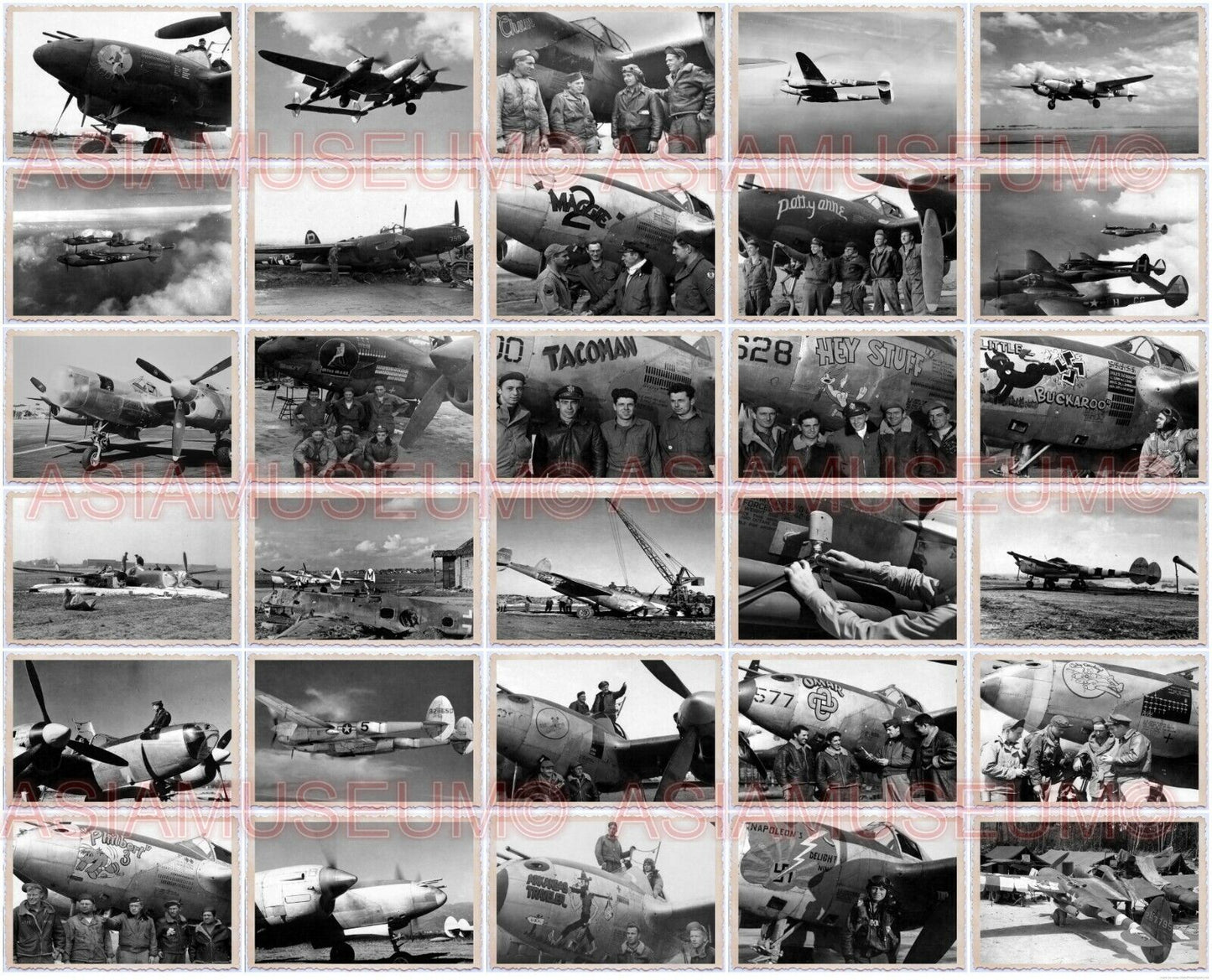 341pcs WW2 USA P-38 P38 Aircraft Plane Fighter Carrier Navy Pilot Vintage Photo