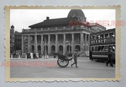 SUPREME COURT RICKSHAW BUS JACKSON ROAD B&W Vintage Hong Kong Photo 04073 香港旧照片