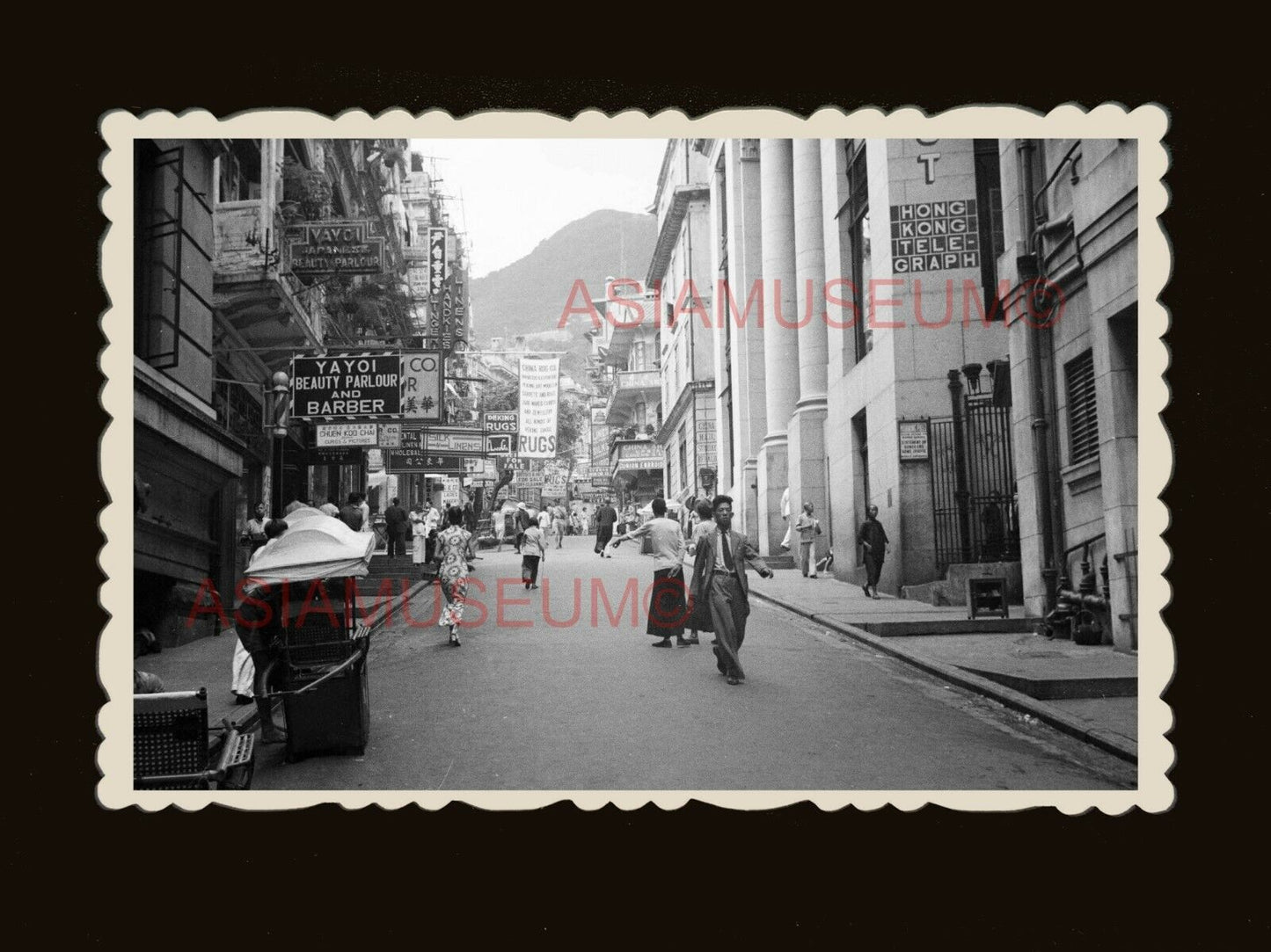 1940s Street Scene Central Step Road Building Ads Vintage Hong Kong Photo #1825