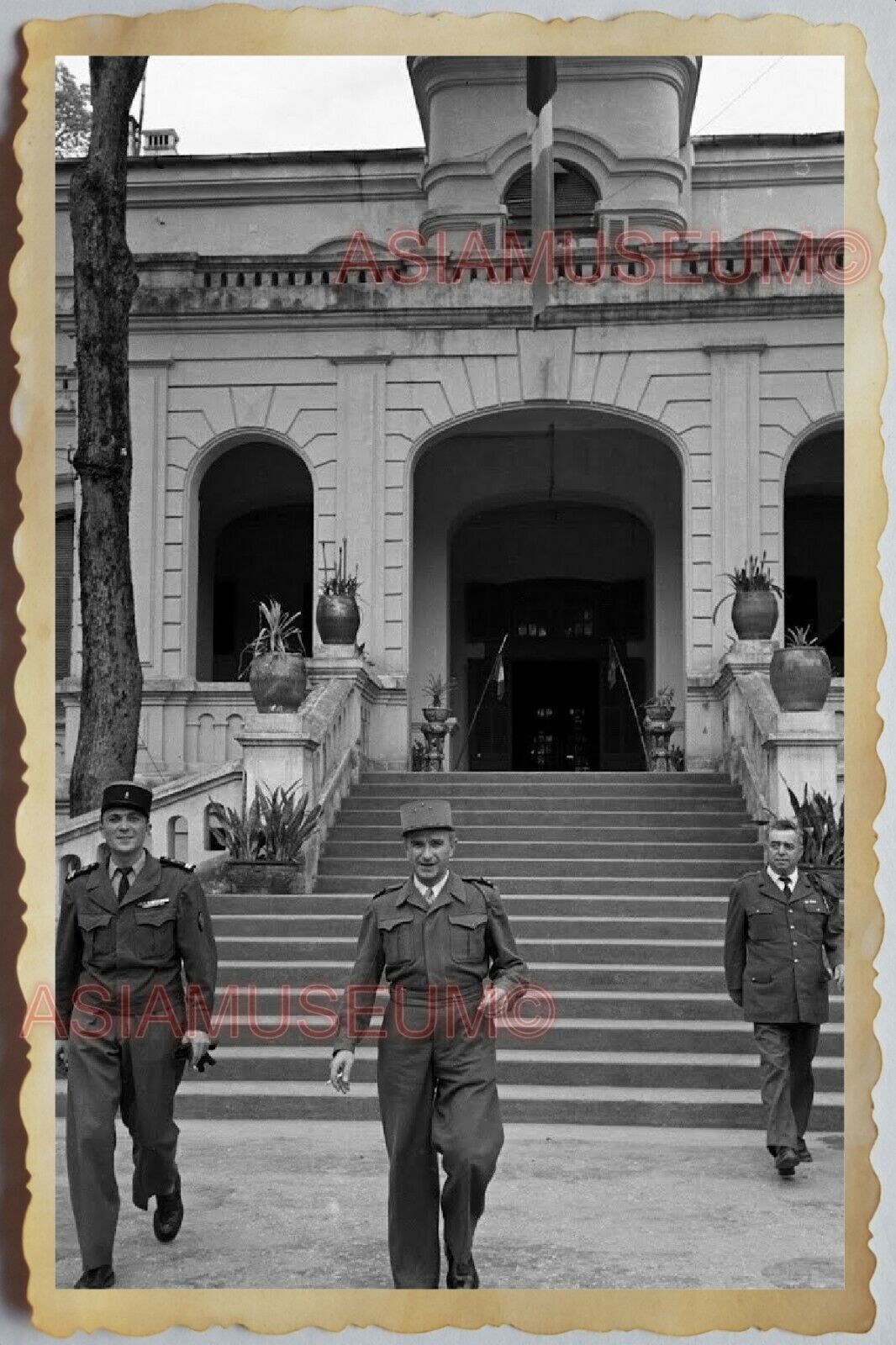 50s Vietnam SAIGON FRENCH  COLONIAL BUILDING ARMY SOLDIER FLAG Vintage Photo 685