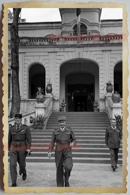 50s Vietnam SAIGON FRENCH  COLONIAL BUILDING ARMY SOLDIER FLAG Vintage Photo 685