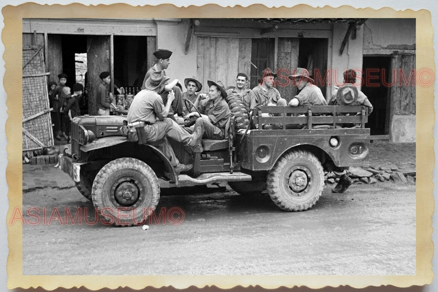 50s Indochina Vietnam Saigon Ho Chi Minh Army USA Truck War Vintage Photo #583