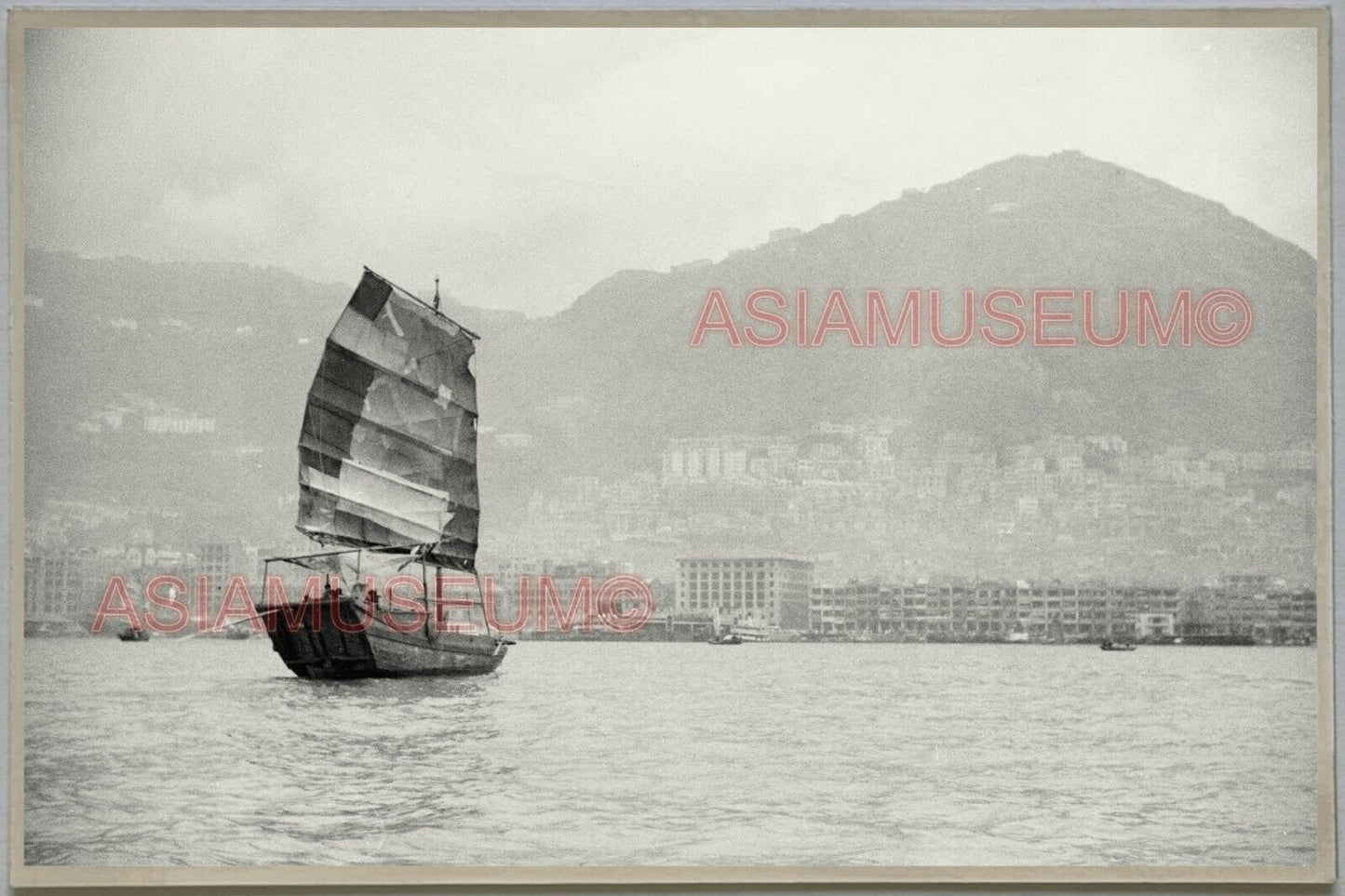 40s Victoria Harbor Sail Boat HONG KONG VINTAGE PHOTO POSTCARD RPPC 650 香港舊照片明信片