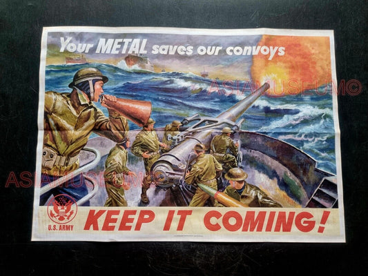 1943 WW2 USA NAVY SCRAP METAL KEEP IT COMING JAPAN SHIP US PROPAGANDA POSTER 494