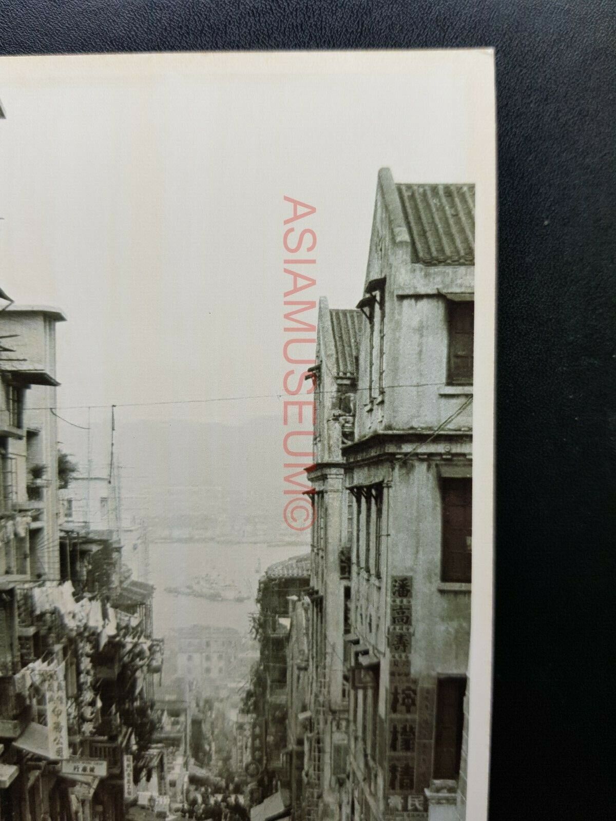 Cochrane Street Central Steps Market Vintage B&W Hong Kong Photo Postcard RPPC