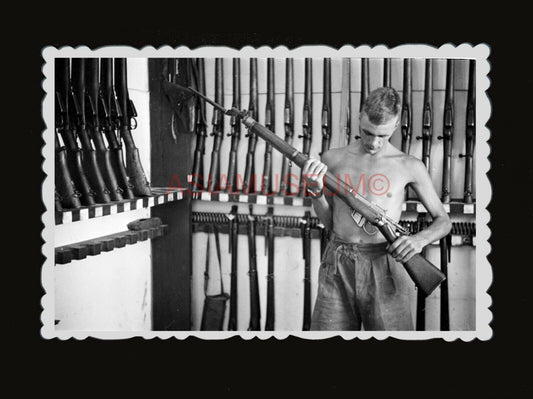 1950s BRITISH INDIA SOLDIER ARMY CAMP bayonet Vintage Hong Kong Photo B&W  #1313