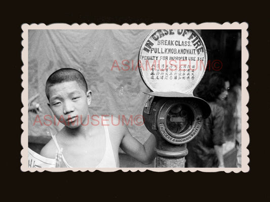 1940's Central Boy Fire Hydrant Street B&W old Hong Kong Photograph 香港旧照片 #3027