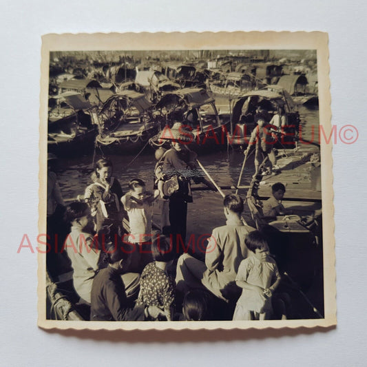 1940s Boathouse Baby Women Lady Children Aberdeen  Hong Kong Photograph 香港旧照片 #