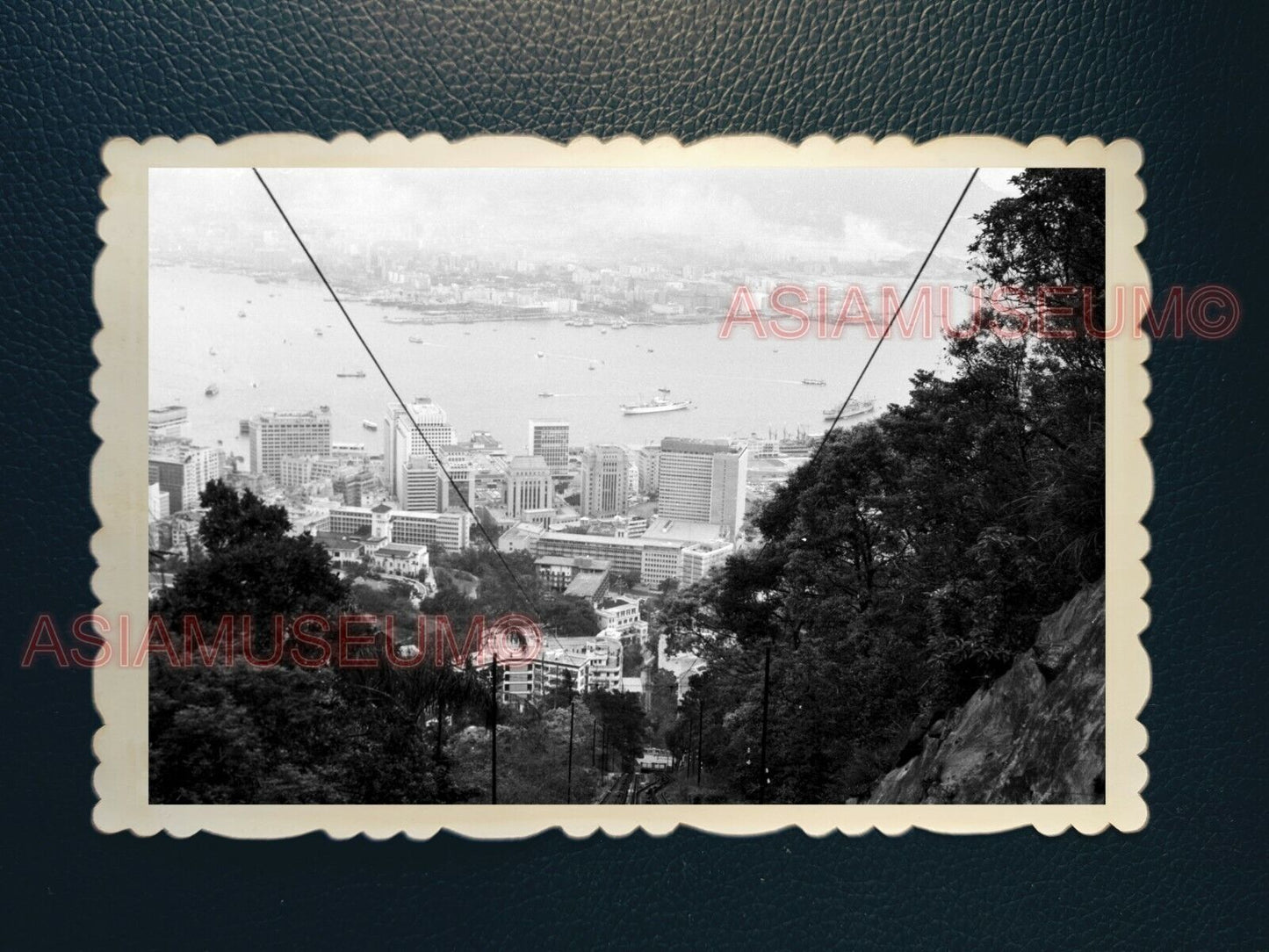 1940s VICTORIA PEAK TRAM HARBOR VIEW KOWLOON CLOCK Vintage Hong Kong Photo #1517