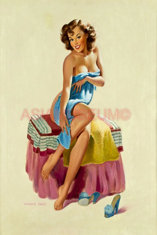 1945 WW2 USA AMERICA PIN UP POSTER SEXY LADY WOMEN TOWEL ii PROPAGANDA Postcard