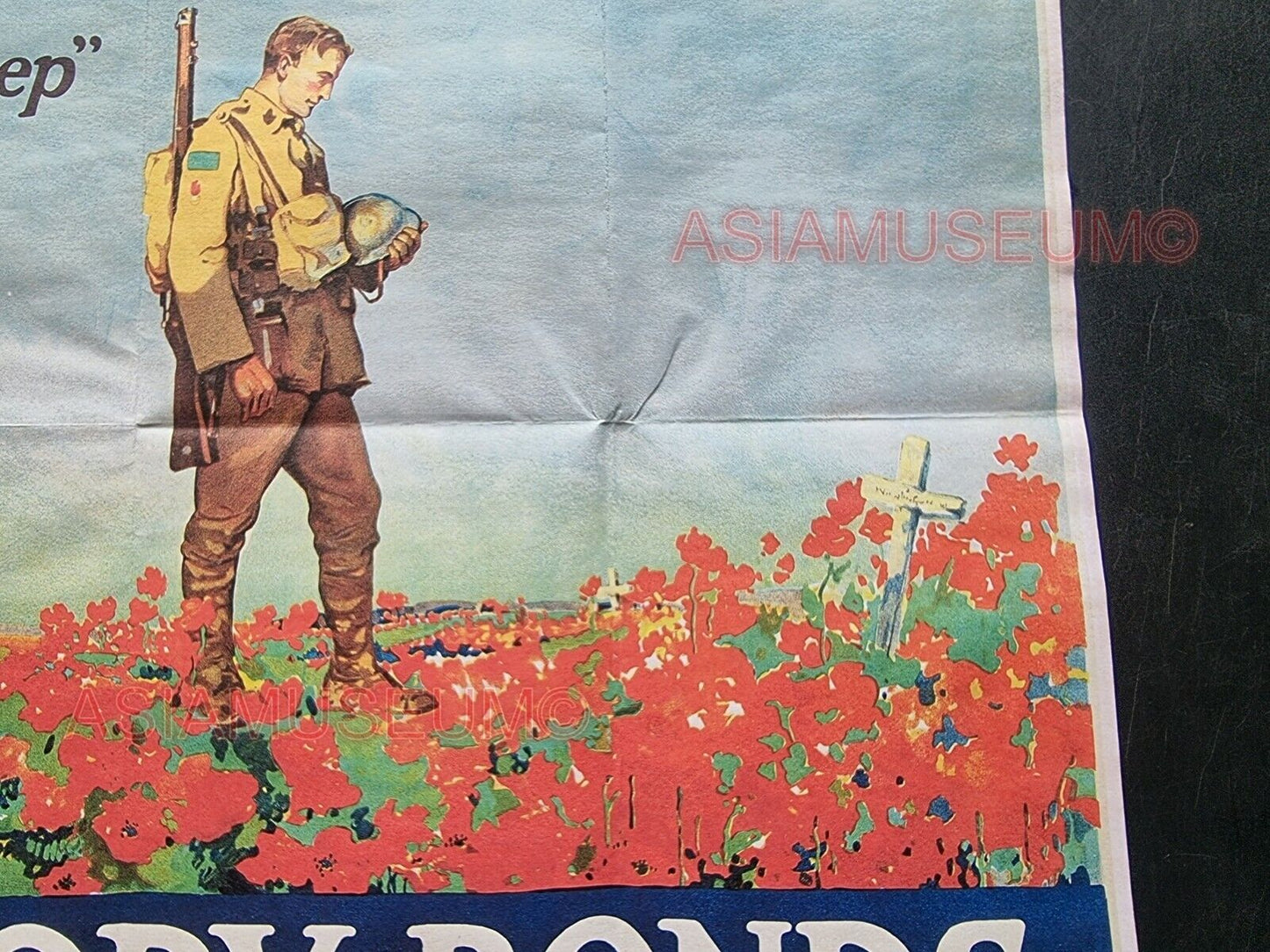 1944 WW2 USA AMERICA ARMY SOLDIER BUY WAR BONDS FLOWER GARDEN PROPAGANDA POSTER