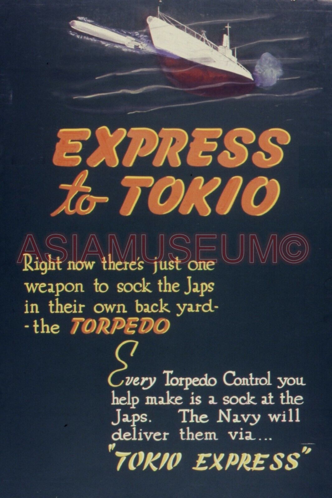 1943 WW2 USA PACIFIC WAR TOKIO EXPRESS SUBMARINE TORPEDO SEA PROPAGANDA Postcard