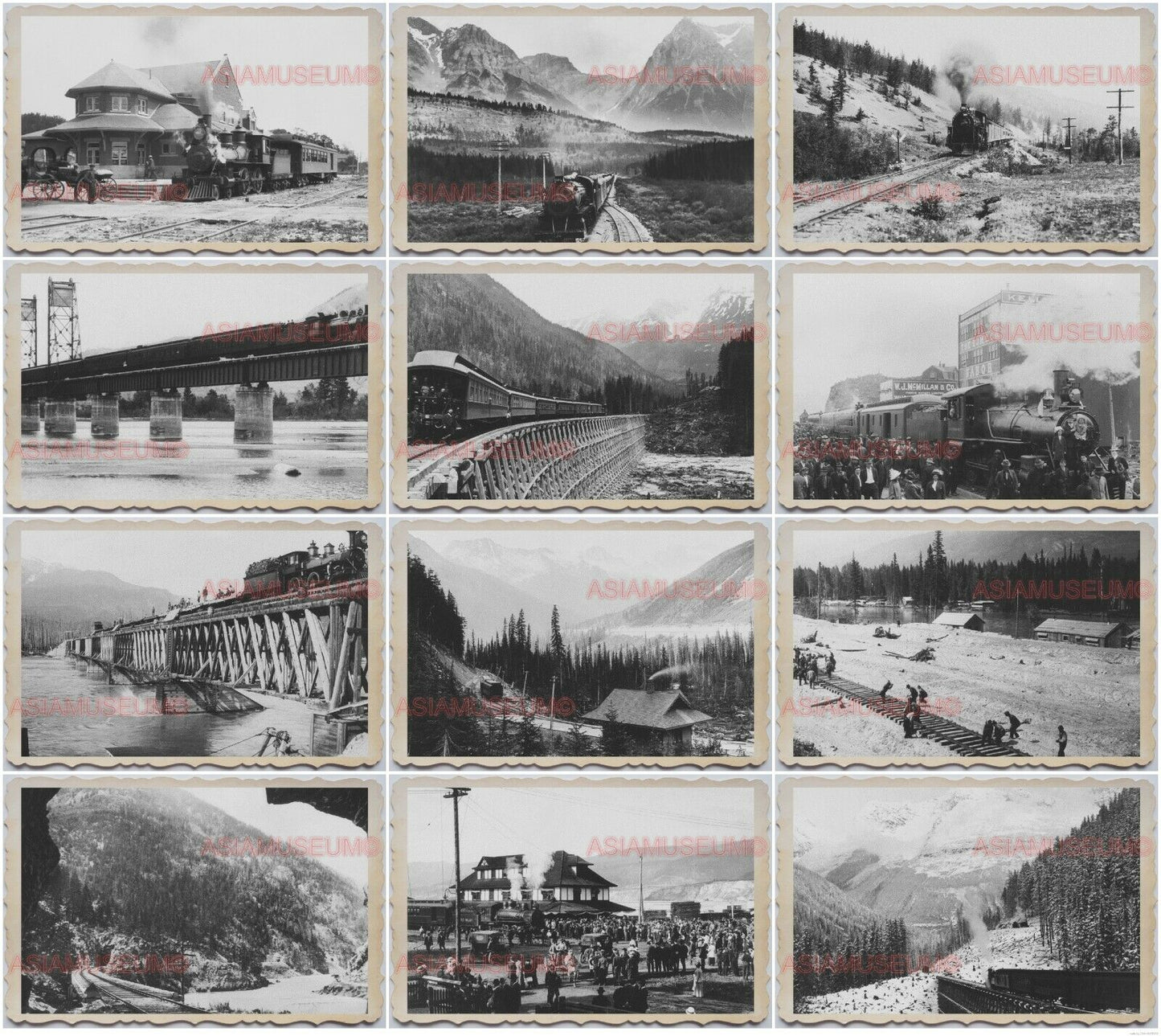 100pcs 1900s USA AMERICA RAILWAYS TRAIN STATION LOCOMOTIVE B&W Vintage Photo