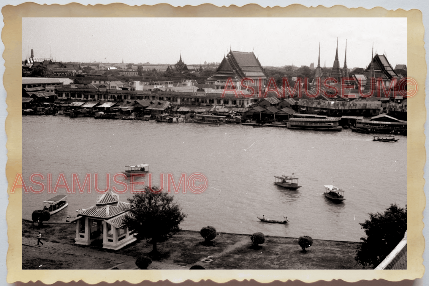 50s THAILAND BANGKOK EMERALD BUDDHA CHAO PHRAYA RIVER TEMPLE Vintage Photo 28259